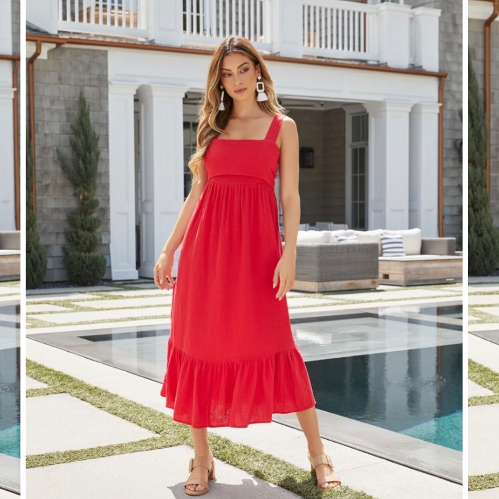Taysha cotton pocketed midi dress